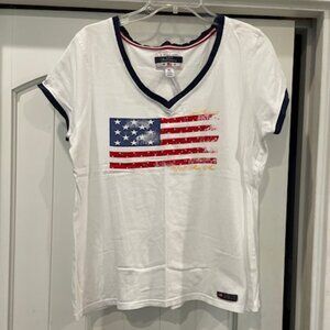 US Polo Assn. 125th Anniversary Flag Women’s V-neck T-shirt XL